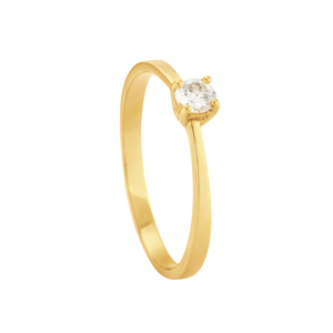 Anel Solitário com Zircônia em Ouro 18K - AU14382