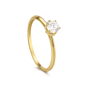 Anel Solitário com Zircônia 5MM em Ouro 18K - AU14903