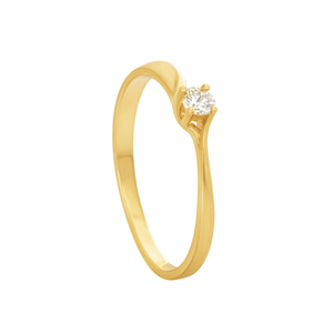 Anel Solitário com Brilhantes em Ouro 18K - AU14398