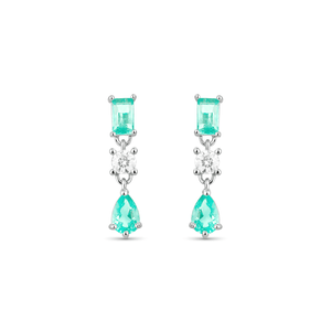 Brinco Retangular e Gota de Zircônia em Prata 925 - PL27069