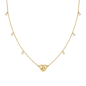 Colar Coração com Topázios em Ouro 18K - AU14350
