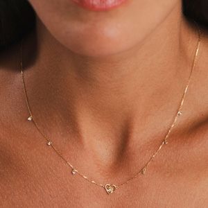 Colar Coração com Topázios em Ouro 18K - AU14350