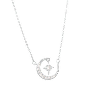 Colar Lua com Zircônias em Prata 925 - PL25583