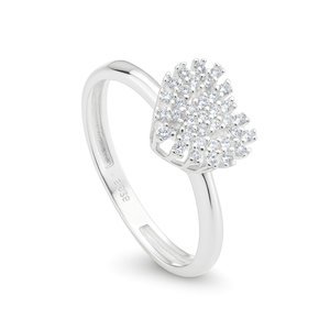 Anel Coração Cravejado em Prata 925 - PL26133