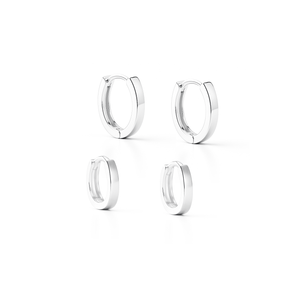 Dupla Argolas Click Oval Lisa em Prata 925 - PL27406