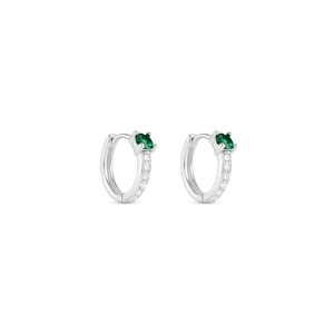 Brinco Argola Click com Zircônia Verde em Prata 925 - PL27375