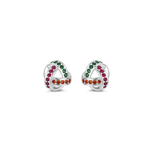 Brinco Triângulo Zircônias Multicor em Prata 925 - PL27341