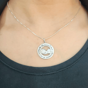 Colar Personalizado Nascimento Bebê Menino em Prata 925 - PL25558