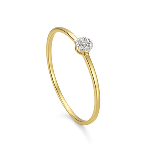 Anel Solitário com Diamantes em Ouro 18K - AU14937