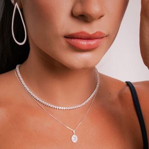 Colar Riviera Três Pontas em Prata 925 - PL25862