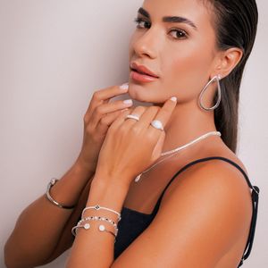 Pulseira Riviera com Trevos Negros em Prata 925 - PL26473