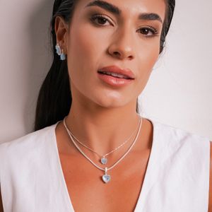 Colar Coração Zircônia Fusion Azul em Prata 925 - PL26783