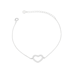 Pulseira Coração com Zircônias em Prata 925 - PL27432