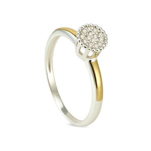 Anel Pavê Redondo em Ouro 10K e Prata 925 - PL27570