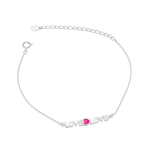 Pulseira Love com Coração de Zircônia em Prata 925 - PL27424